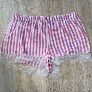 Victoria’s Secret Pink & White Striped Satin Sleep Shorts Size XL Silky